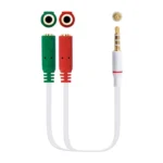 Cabo de Divisão Áudio Nanocable Jack 3,5/M 4 PINOS - 2x Jack 3,5/F 3 PINOS 20 CM Branco