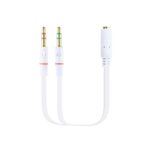 Cabo de Divisão Áudio Nanocable Jack 3,5/F 3 PINOS - 2x Jack 3,5/M 4 PINOS 20 CM Branco