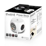 Régua Ewent EW3957 Cubical Power 3 Tomadas Schuko + 4 USB 3.4A Branco - Image 6