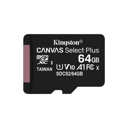 SDCS264GBSP Cartão de Memória MicroSD Kingston 64Gb Class10 (U1) FullHD Canvas Select Plus 100MB/s - Image 1