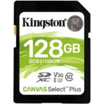 Cartão Memória Kingston Canvas Select Plus C10 U3 V30 UHS-I SDXC 128GB