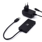 Hub USB Ewent EW1134 4 Portas USB 3.1 Gen1 c/ Alimentação Preto