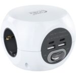 Base de 3 tomadas com 4 USB's (2 USB A + 2 USB-C) c/ interruptor