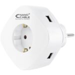 Carregador tomada Nanocable 2 USB A + 1 USB-C e Tomada integrada