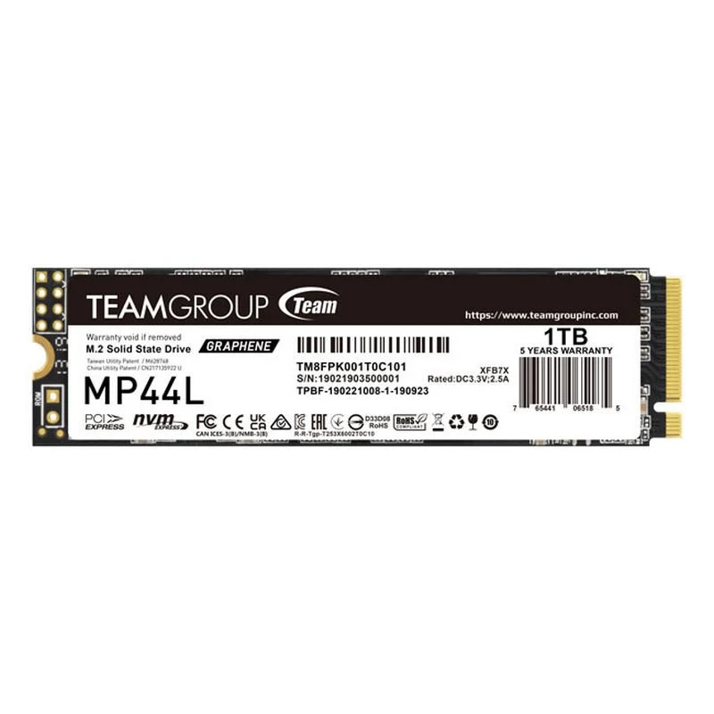 TM8FPK001T0C101 Disco SSD Team Group MP44L 1TB M.2 NVMe PCIe 4.0 SLC 5000R/4500W - Image 1