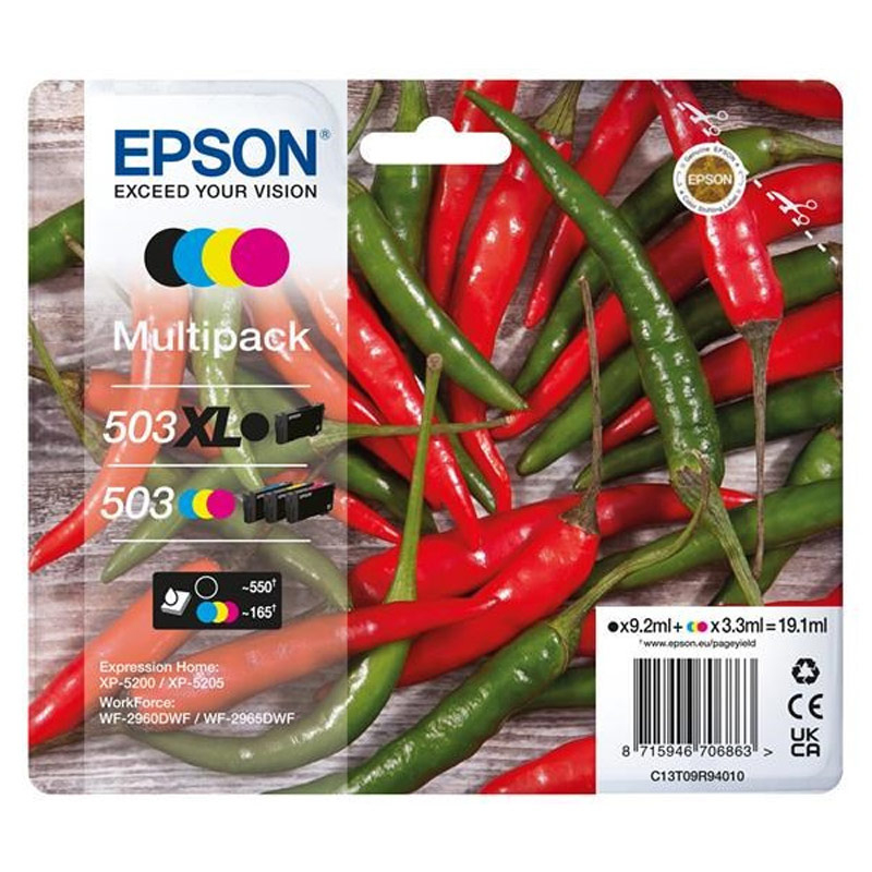 C13t09r94020 Tinteiro Epson Original Multipack 3-colours 503 Standard + Preto 503XL Ink - Image 1
