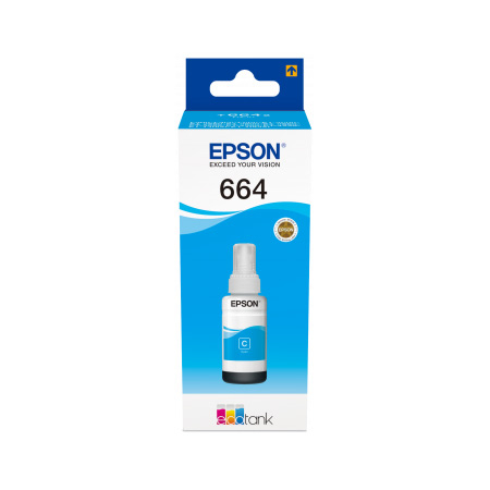 C13t664240 Tinteiro Epson 664 Ecotank Cyan Ink Bottle (70ML) - Image 1