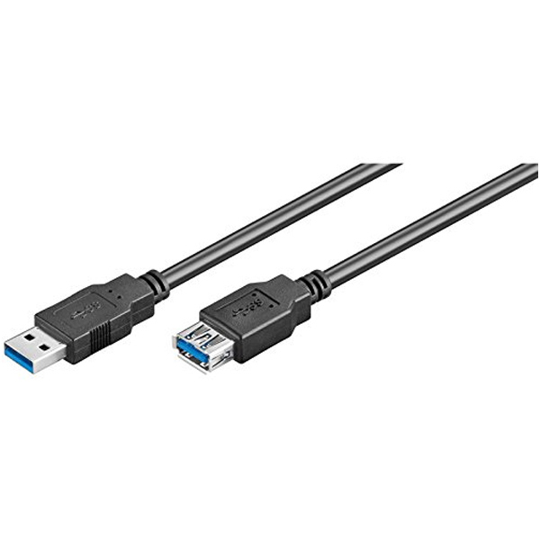 Ec1008 Cabo Ewent EC1008 USB 3.0 Type A Macho > Type A Fêmea 1.8m Preto - Image 1
