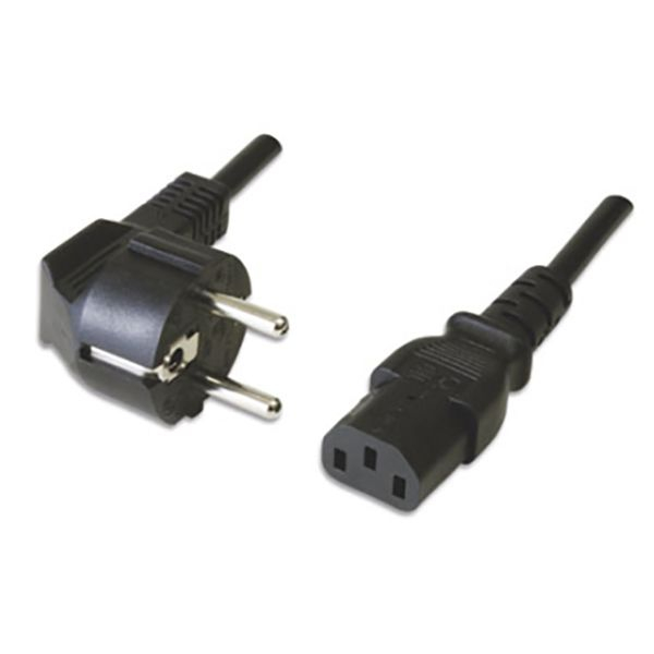 Ec1900 Cabo de Alimentação Ewent EC1900 Shuko Plug > IEC, Angled 90°, 1.8m Preto - Image 1