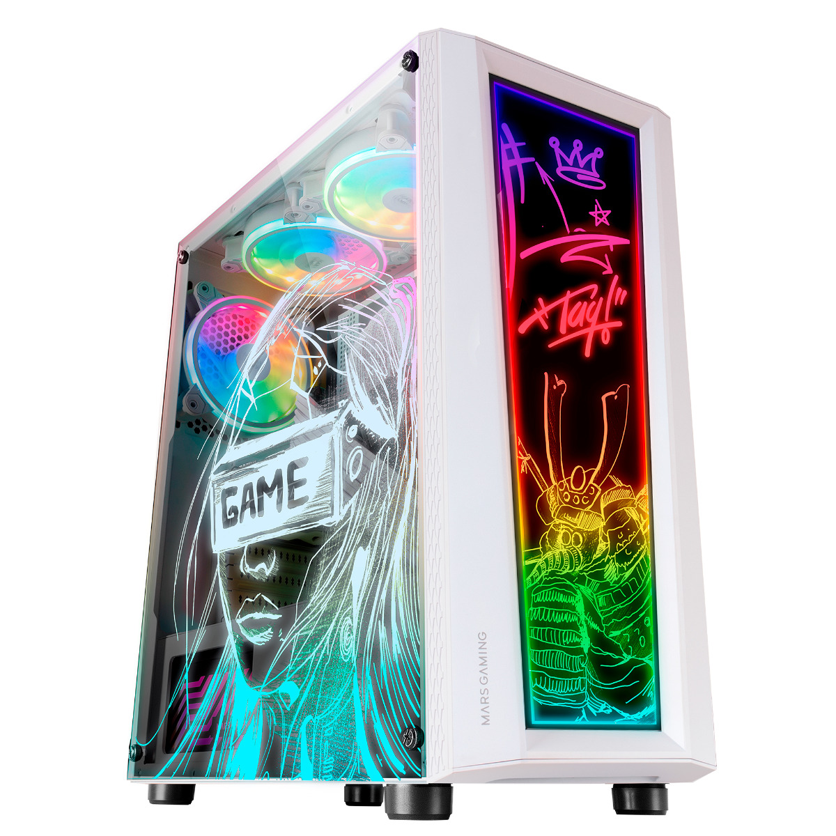 Mcartw 2 Caixa ATX Mars Gaming MCART Artistic ARGB Branca - Image 1