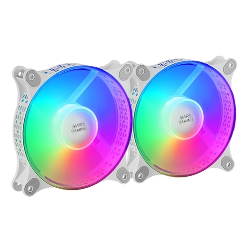 Mfduow Ventoinha 120mm Mars Gaming MFX FRGB Branca (Pack 2) - Image 1