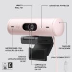 Webcam Logitech Brio 500 Full HD 1080p USB Type-C Rosa - Image 7