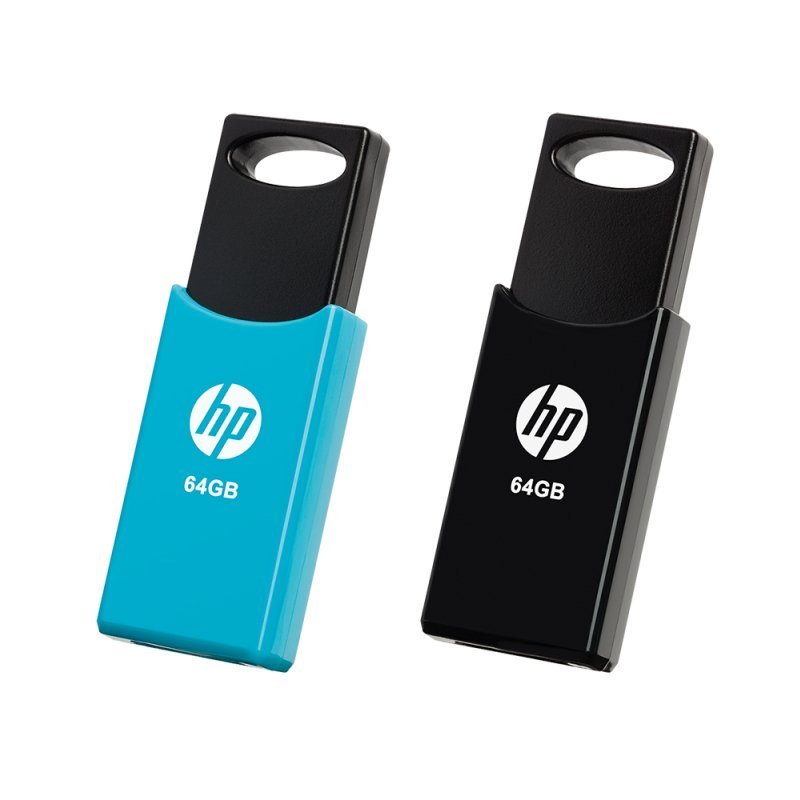 HPFD212-64-TWIN Pen Drive HP v212w 64GB USB 2.0 Preto/Azul (Pack 2) - Image 1