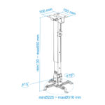 Suporte de Tecto Tooq para Projectores Tilt e Giratório Max.20kg Prateado - Image 7