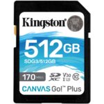 Cartão Memória Kingston Canvas Go! Plus C10 UHS-I U3 V30 SDXC 512GB