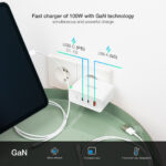 Carregador de parede Tooq GaN 2xUSB-C/PD + USB-A/QC 100W, Branco - Image 4