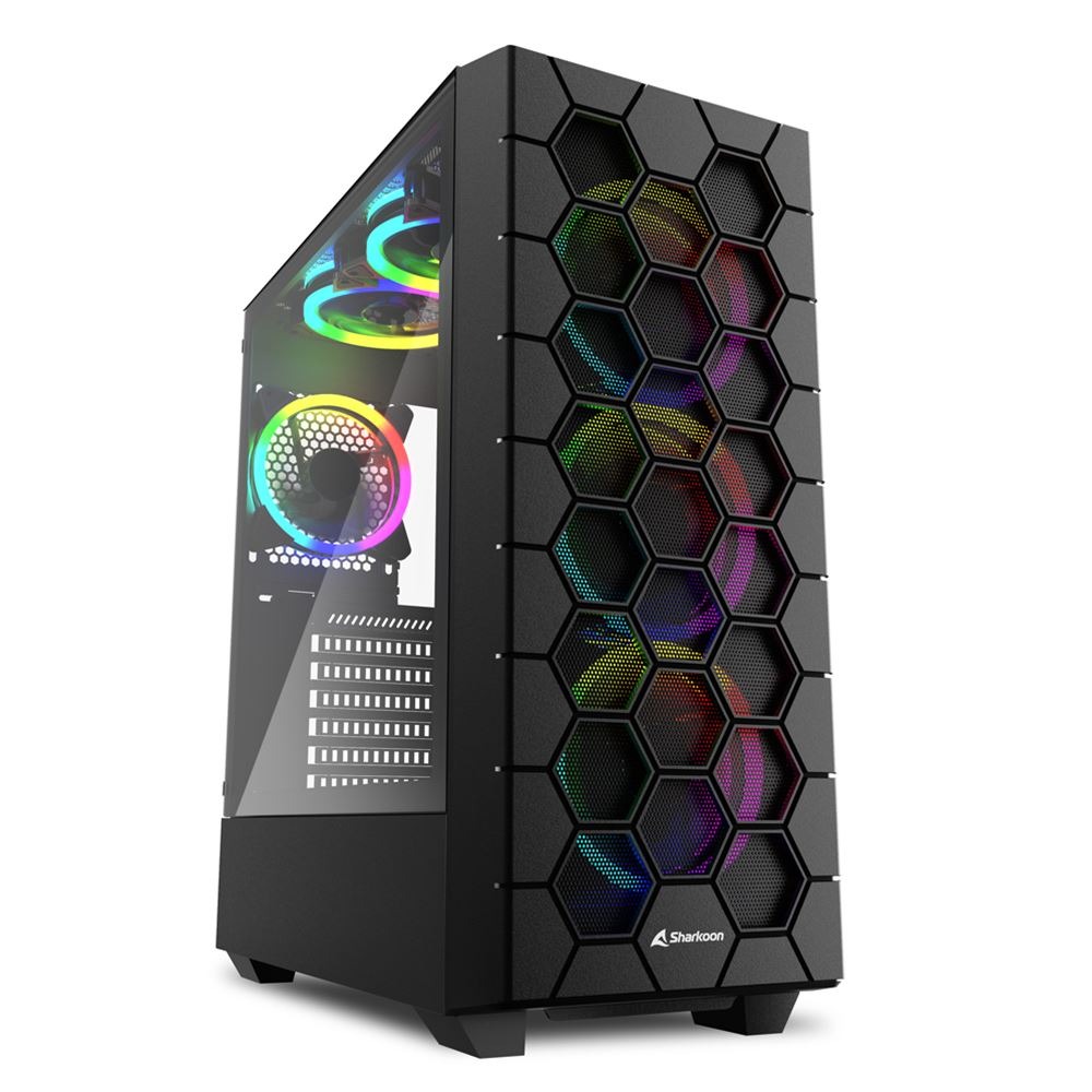 Caixa ATX Sharkoon RGB HEX Vidro Temperado Preta Caixa ATX Sharkoon RGB HEX Vidro Temperado Preta - Image 1