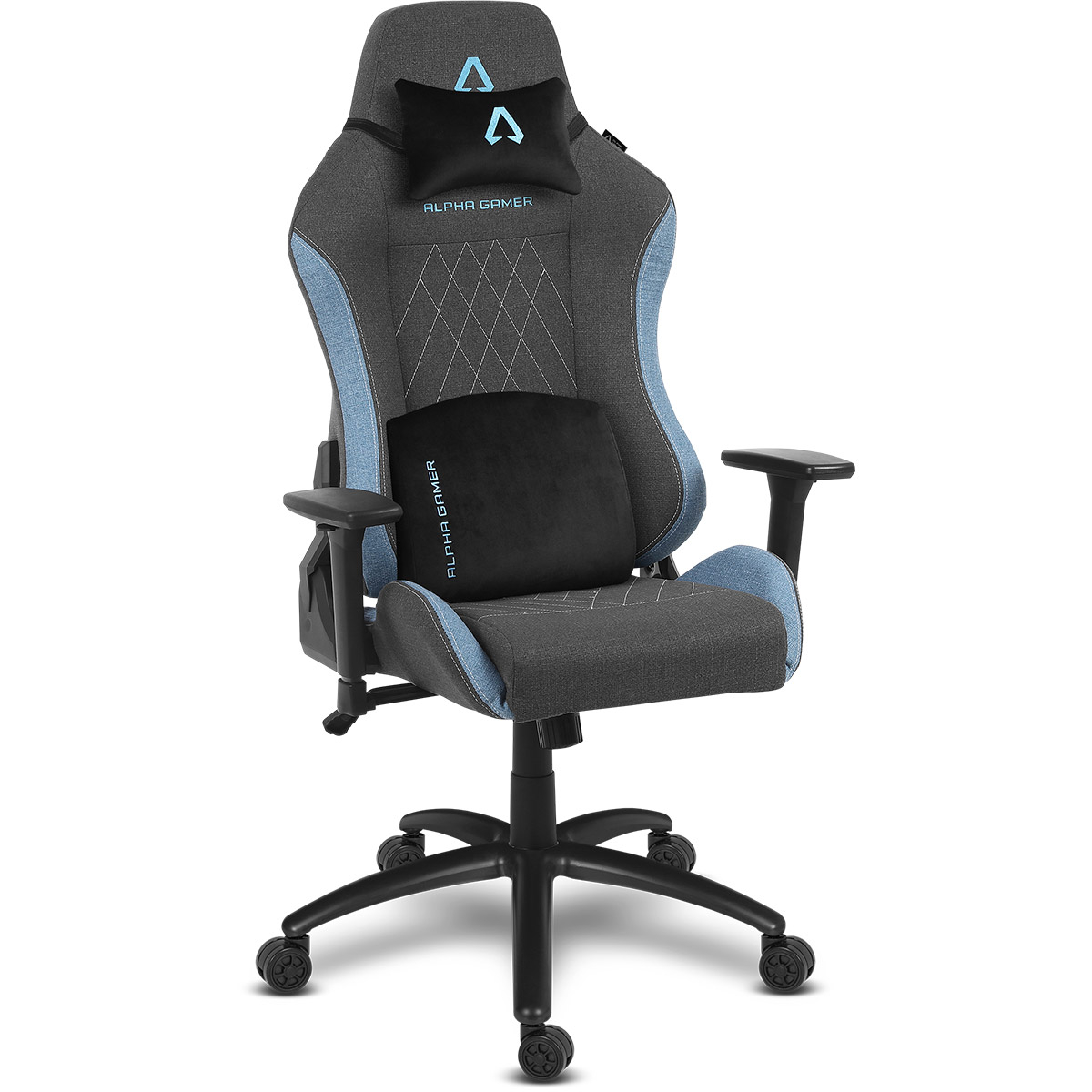 AGGAIA-DK-GREY-BLUE Cadeira Gaming Alpha Gamer Gaia Dark Grey/Blue Fabric - Image 1