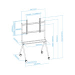Suporte de Chão Tooq iSTAND com Rodas para Ecrãs 50"- 86" Cinzento - Image 4