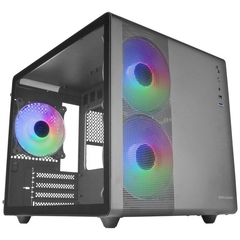 MC400 Caixa Micro-ATX Mars Gaming MC-400 FRGB Vidro Temperado Preta - Image 1