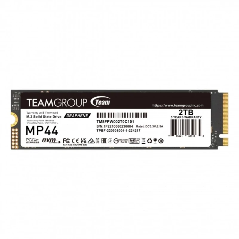 TM8FPW002T0C101 Disco SSD Team Group MP44 M.2 2TB PCIe 4.0 NVME 7400R/7000W - Image 1