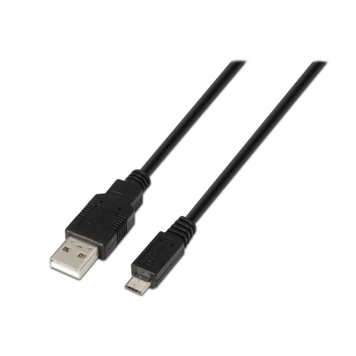 A101-0027 Cabo AISENS USB 0,8 m USB 2.0 USB A Micro-USB B Preto - Image 1