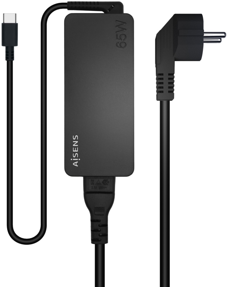 ASCH-1PD65D-BK Carregador AISENS USB-C PD3.0 1.8m (Preto)