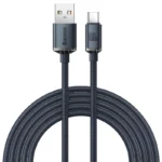 Cabo Baseus crystal shine usb para usb-c 100w 2m Preto