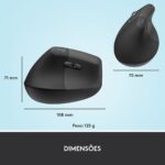 Rato Laser Logitech Lift Left Vertical Ergonomic Wireless/Bluetooth 4000DPI Graphite - Image 2