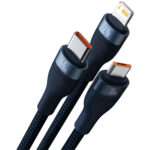 Cabo Baseus Flash USB-A p/ USB-C Micro USB Lightning PD 66W 1.2m Azul - Image 5