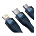 Cabo Baseus Flash USB-A p/ USB-C Micro USB Lightning PD 100W 1.2m Azul - Image 3