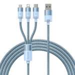 Cabo Baseus OTG StarSpeed USB-A p/ MicroUSB/USB-C/Lightning 1.2m Azul