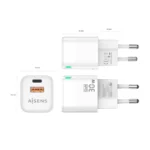Carregador GaN de Parede 1xUSB Tipo-C/ 1xUSB/ 30W Aisens Branco - Image 5