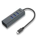 Hub i-tec USB-C 3 portas + Adaptador Gigabit Ethernet - Metal