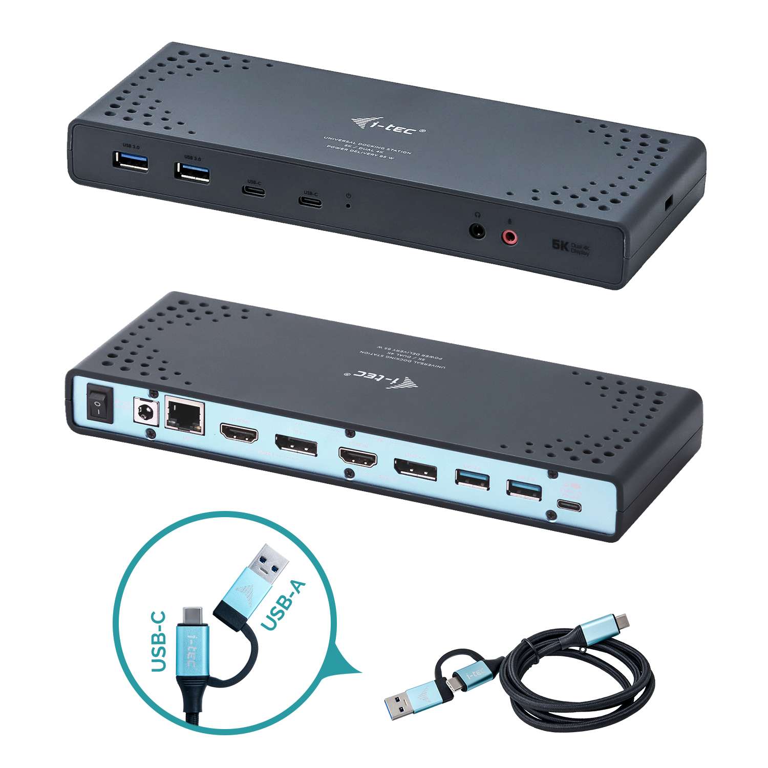 29039078 59241250 5474216992 Docking Station i-tec USB 3.0 / USB-C 5K Universal 2x Display até 65W - s/Carregador - Image 1
