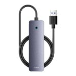 Hub Baseus UltraJoy Lite 4 Portas USB-A 3.0 + USB-C 1m Cinza