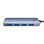 Hub Baseus UltraJoy Lite 4 Portas USB-A 3.0 + USB-C 1m Cinza - Image 4