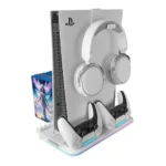 Base p/ PS5 Mars Gaming MPS5-B2 Slim RGB + Suporte Headset Branco - Image 3