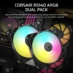 Pack Double Pack Ventoinhas Corsair RS140 ARGB PWM Suplementar 140mm Preto - Image 2