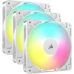 Pack triplo de ventoinhas PWM CORSAIR RS120 ARGB 120mm Branco