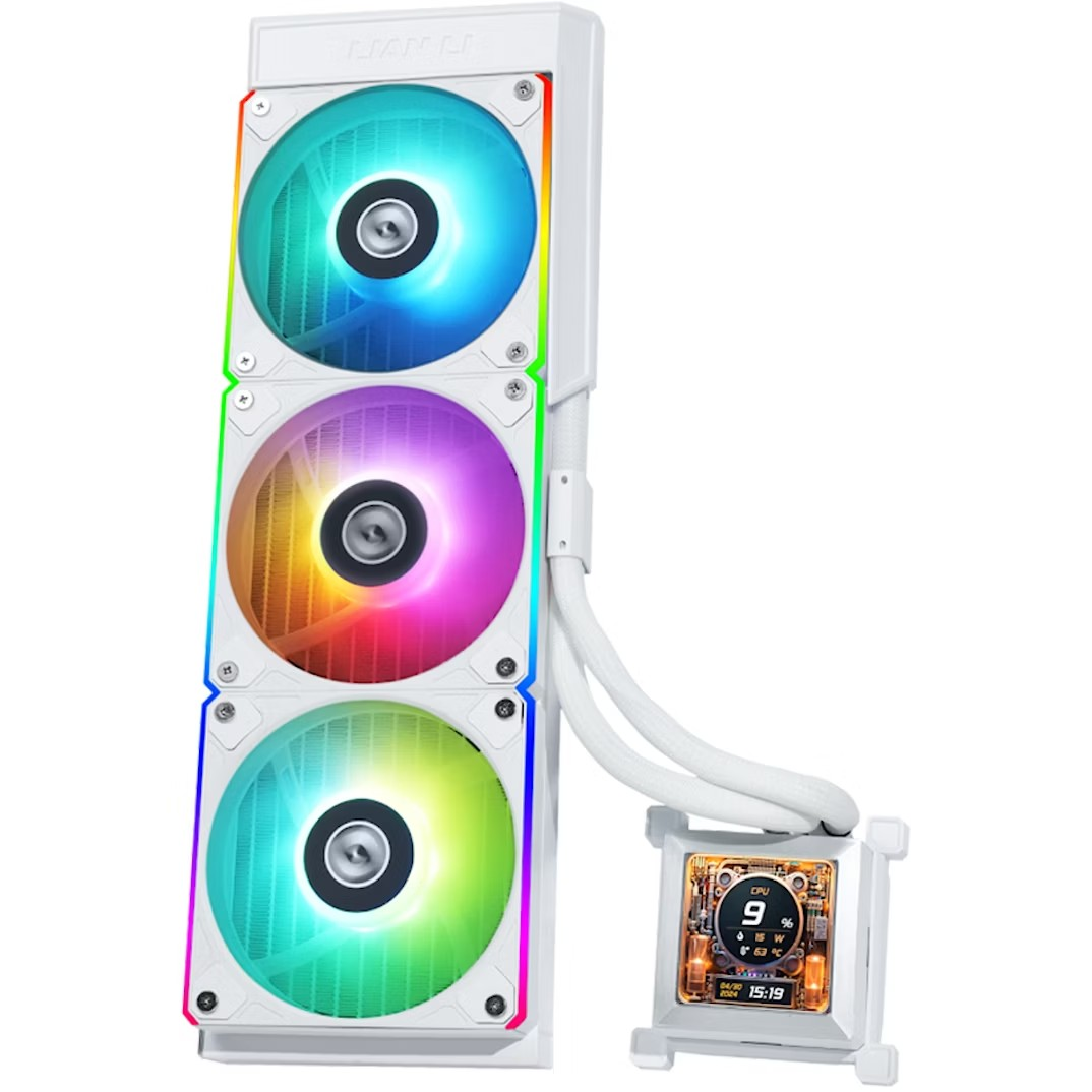 aby7nd7m Water Cooler CPU AIO Lian Li HydroShift LCD 360R ARGB Branco - 360mm - Image 1