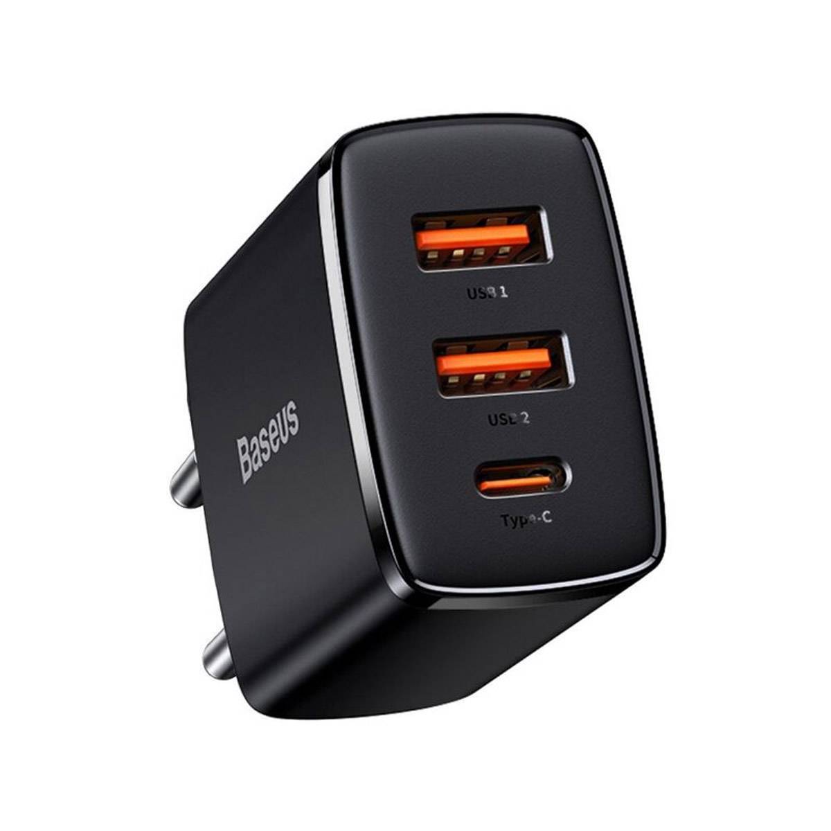 6953156207295 Carregador Baseus Compact CCXJ-E01 USB-C/USB-A 30W Fast Charger PD/QuickCharge 3.0 Preto - Image 1
