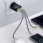 Carregador Baseus Compact CCXJ-E01 USB-C/USB-A 30W Fast Charger PD/QuickCharge 3.0 Preto - Image 4