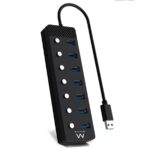 Hub USB Ewent EW1147 7 Portas USB 3.0 c/ Interruptor Preto