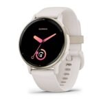 Smartwatch Garmin Vívoactive 5 Rebordo em Alumínio Creme Dourado com Caixa Marfim e Bracelete em Silicone