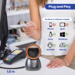 Leitor Código Barras Ewent EW3450 Desktop Hands-Free USB, 1D/2D/QR 360º Preto - Image 3
