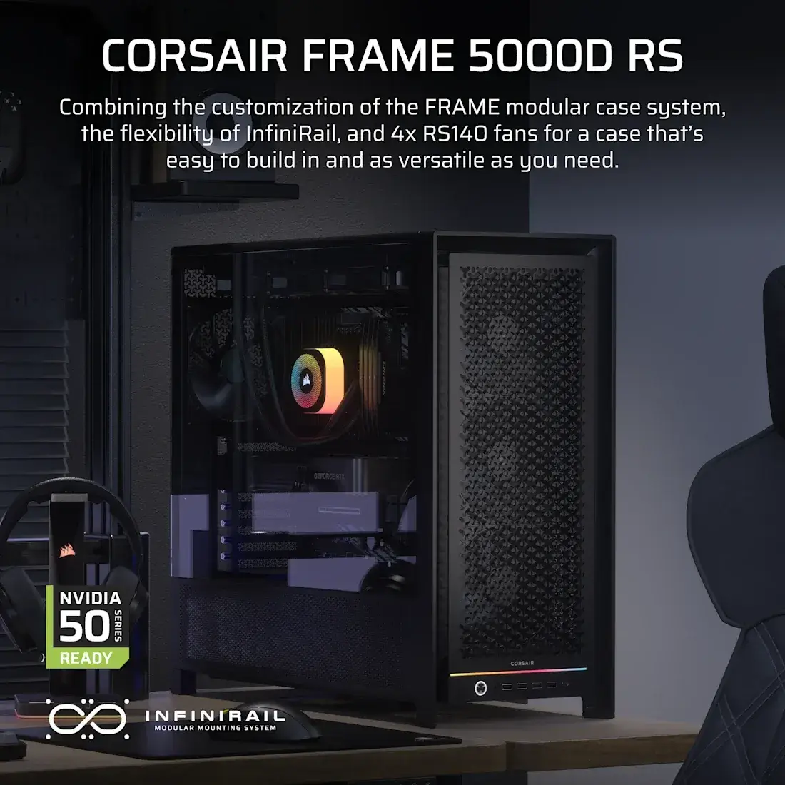 Caixa Extended-ATX Corsair Frame 5000D RS High-Airflow Tempered Glass Preta - Image 8