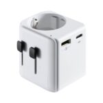 Adaptador de Viagem Ewent EW1472 Universal de Europa para USA/UK/AUS/CN + USB-A/USB-C Branco
