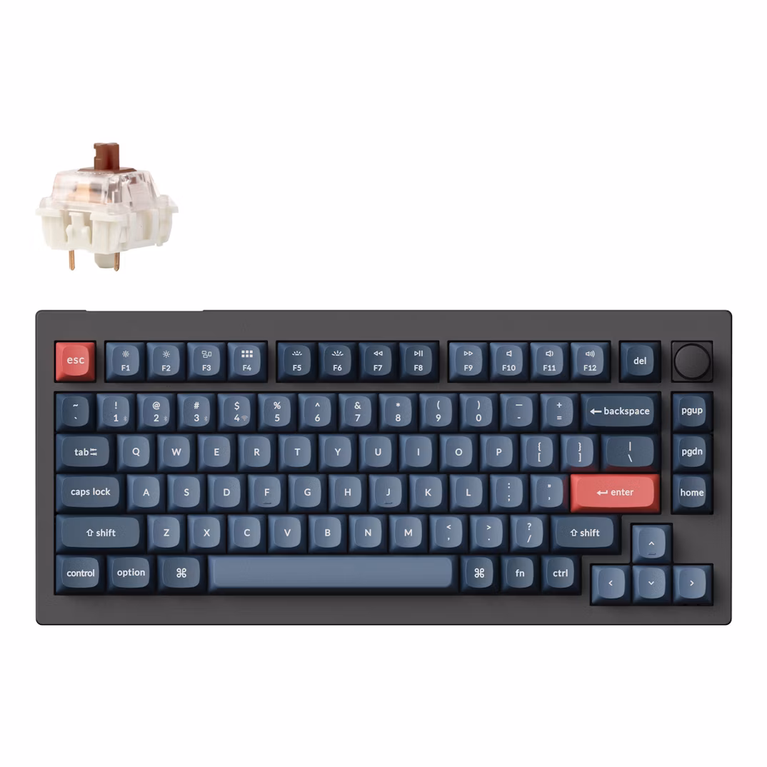 teclado-mecanico-keychron-v1-max-75-wireless-1 Teclado Mecânico Keychron V1 Max 75% Wireless Gateron Jupiter Switch Brown Tactile - Image 1